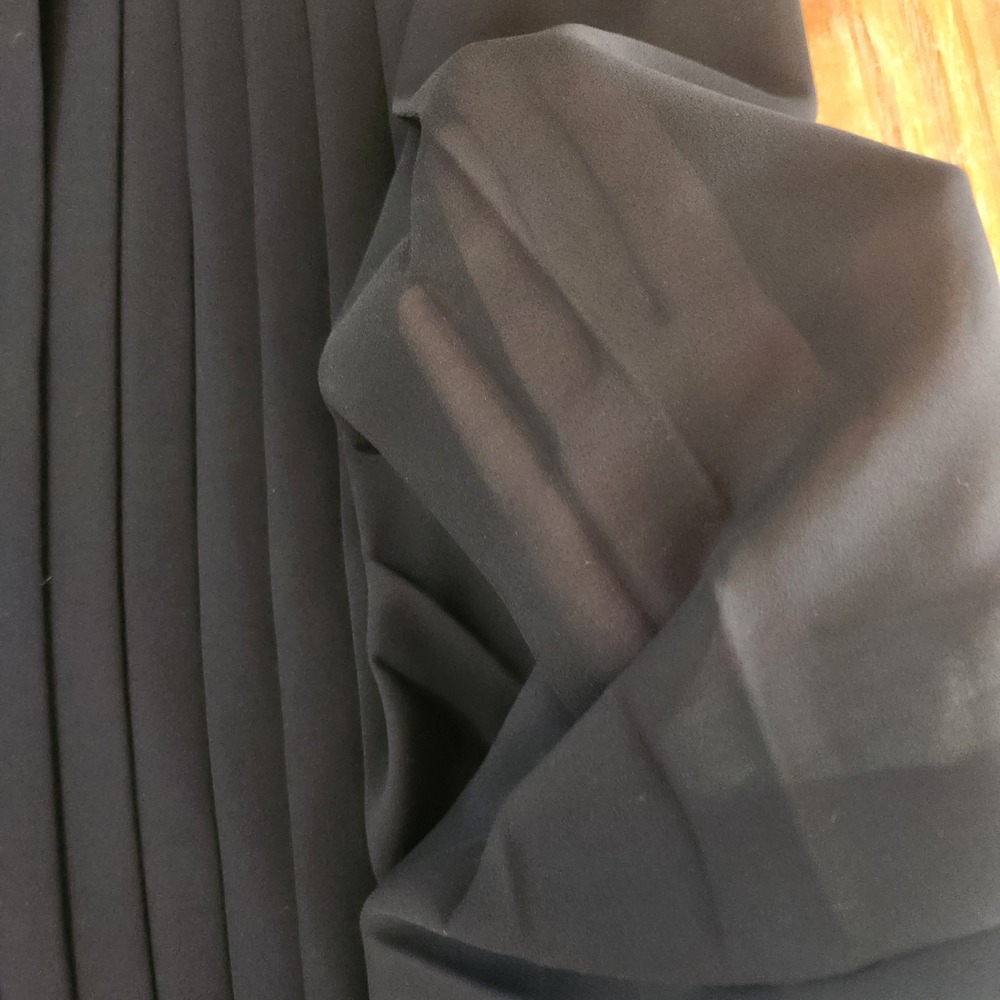 Vtg 80s Donna Morgan Small Pleated Sheer Chiffon Midi Dress Peter Pan Collar - Picture 14 of 15